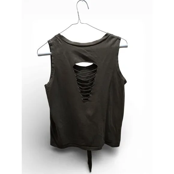 Teen Graphic Tie-Front Tank Top | Sleeveless Casual Top | Size M - Picture 6 of 15